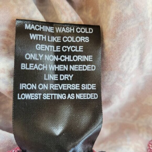 Three Pink Hearts Dress Small Shift Paisley Flowy keyhole Stretchy midi SOFT EUC - Picture 11 of 11